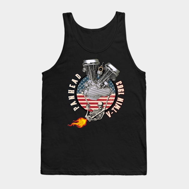 1963 HD Panhead VTwin Flame Farting Motorcycle Americana Tank Top by The Dirty Gringo